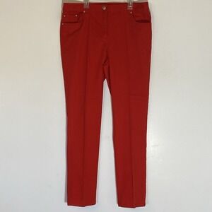 Ruby Rd. Pants Womens 10 Red Denim 5 Pocket Tapered Leg Stretch Waist 90s Y2K